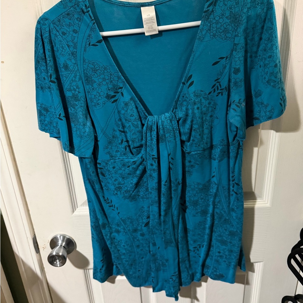 ❣️❄️Chic Teal Floral Women's Blouse